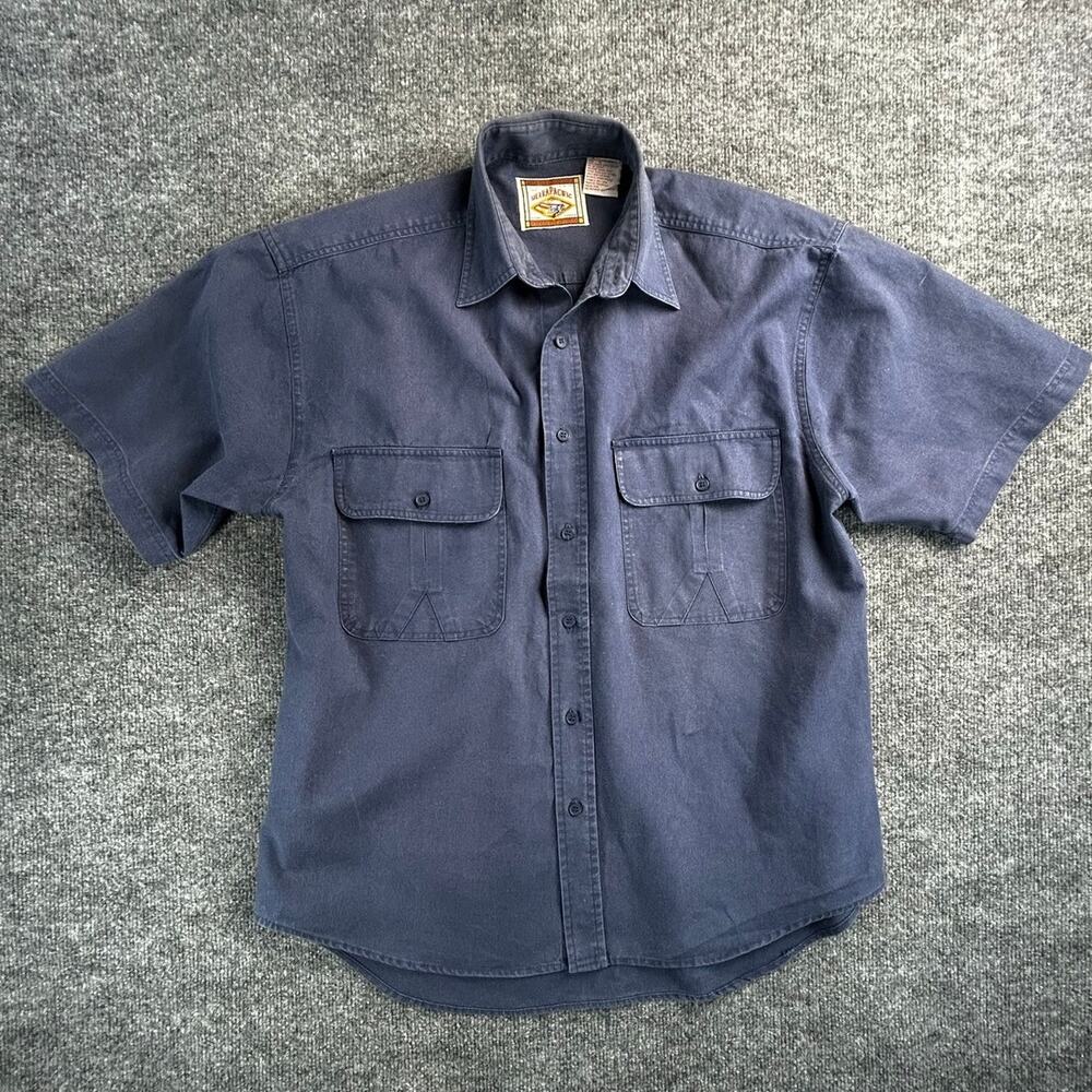 Sierra Pacific Men's Medium Blue Work Utility Button Shirt Cotton Blend